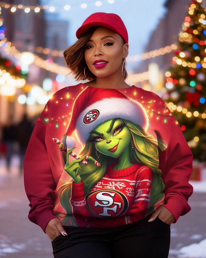 Christmas Funny Cartoon Girl Crewneck Long Sleeve Sweatshirt