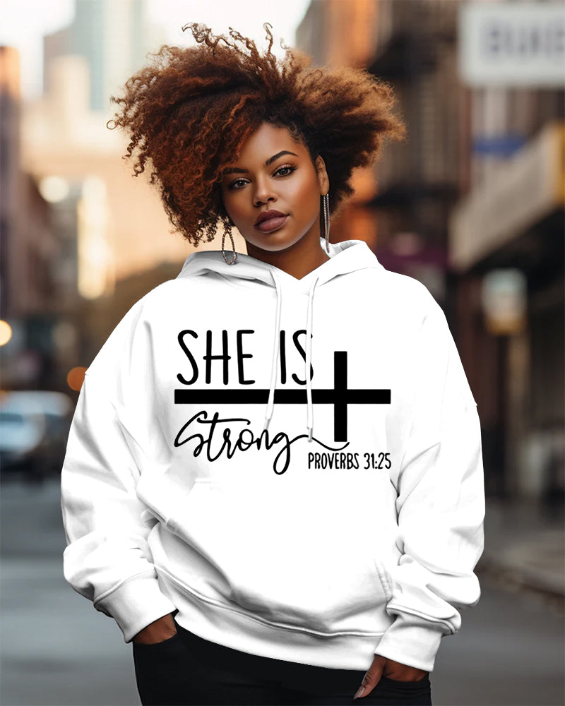 She is Strong Christian Print Long-sleeved Hoodies