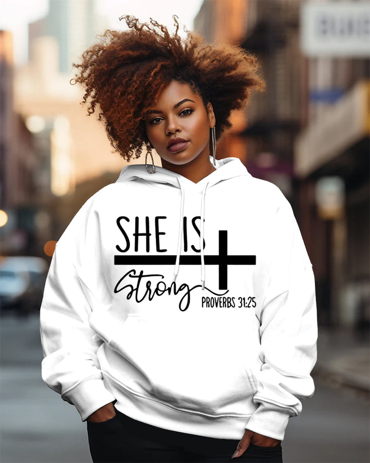 She is Strong Christian Print Long-sleeved Hoodies
