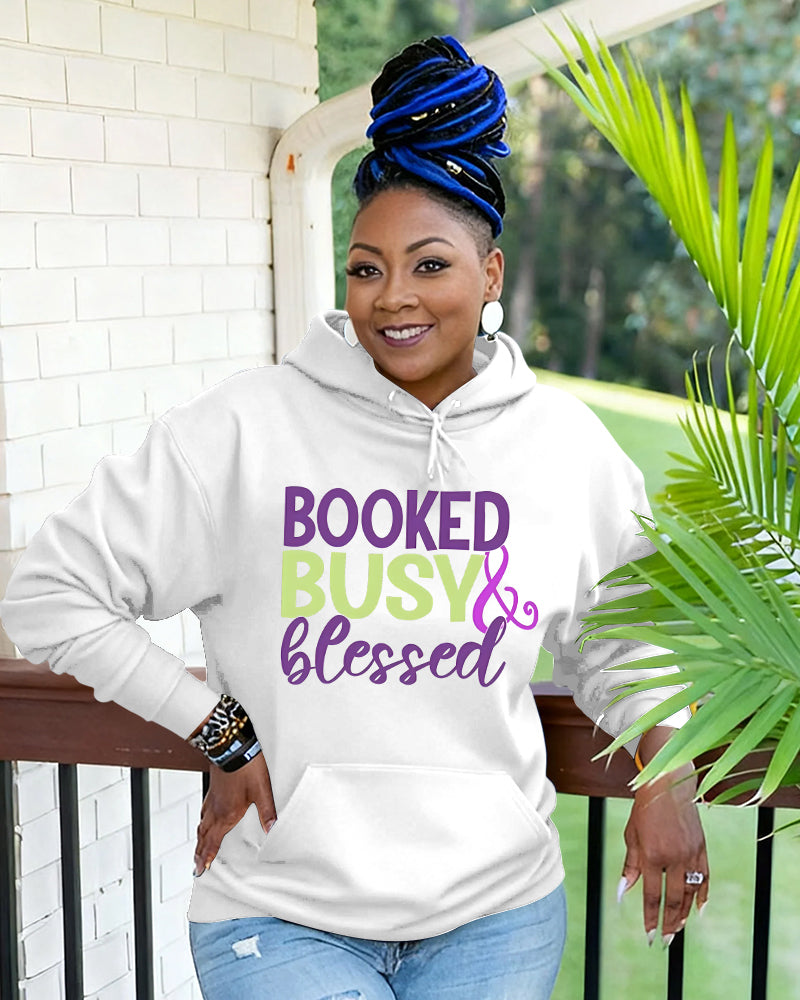 Booked Busy and Blessed Long Sleeve Hoodies