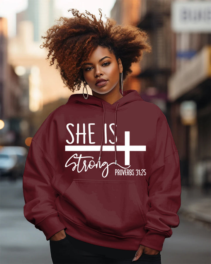 She is Strong Christian Print Long-sleeved Hoodies