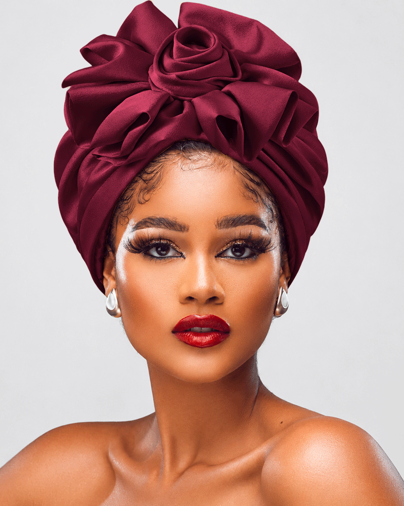 Multi‑Color Satin 3D Large Flower Totem Turban Hat Headscarf Hat