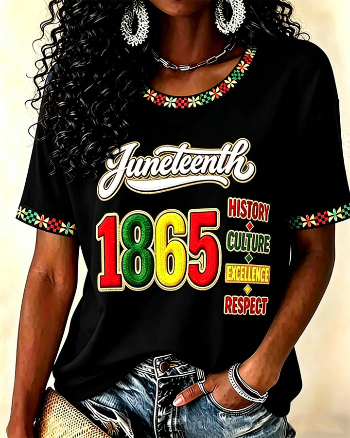 Juneteenth Remember The Past Print Crew Neck Short Sleeve Tshirt