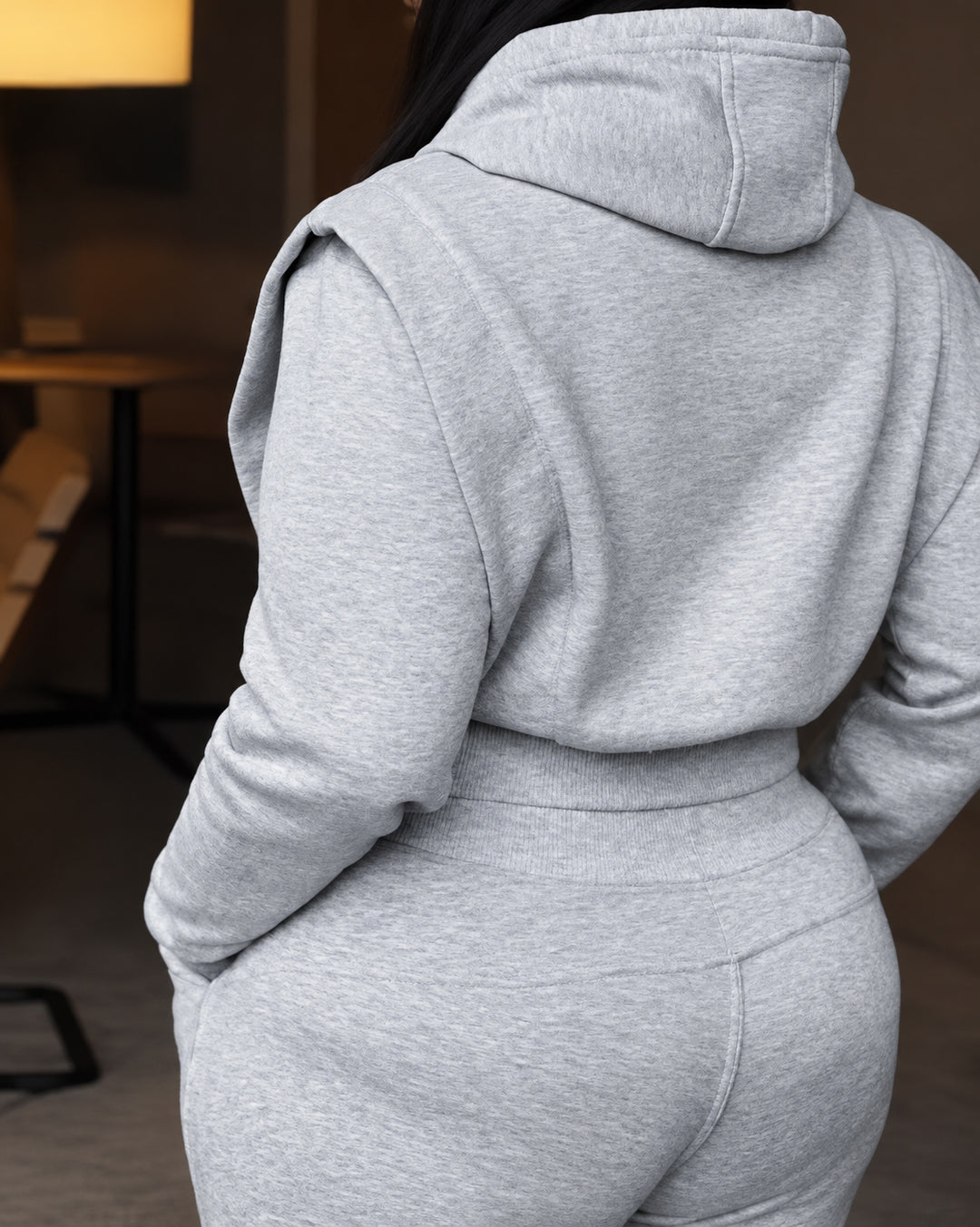 Women's 2 Piece Outfit Cropped Hoodie and Wide Leg Sweatpants Set Drawstring Waist Casual Tracksuit