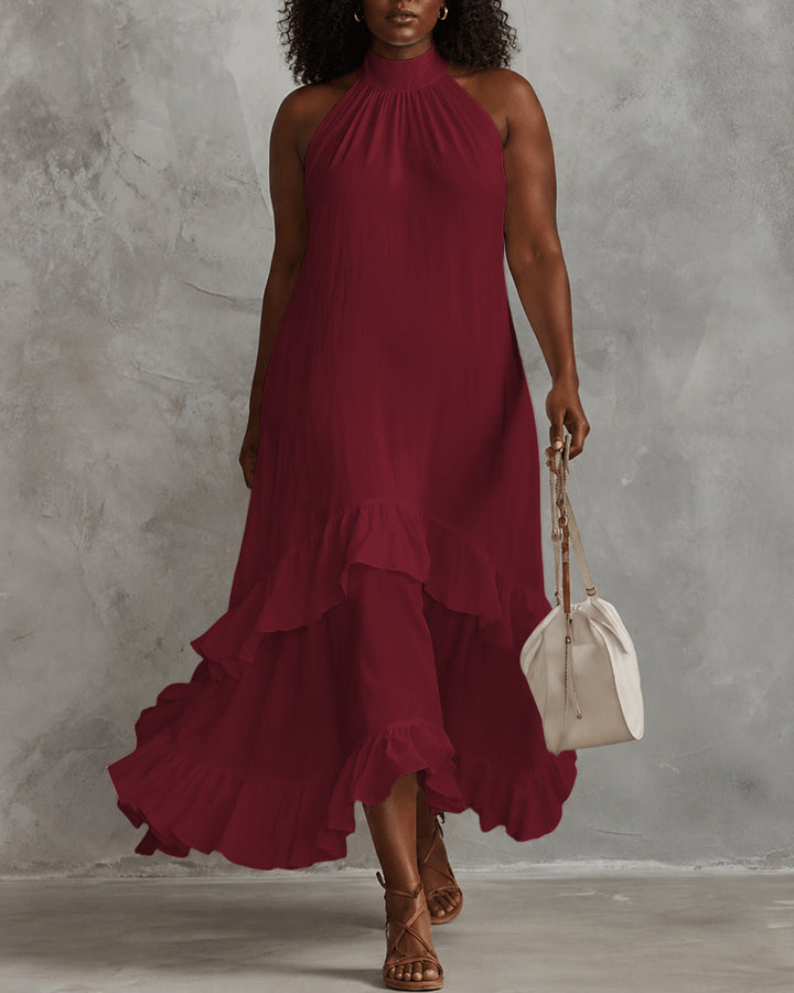 Women's Elegant Sleeveless Ruffles Maxi Dress