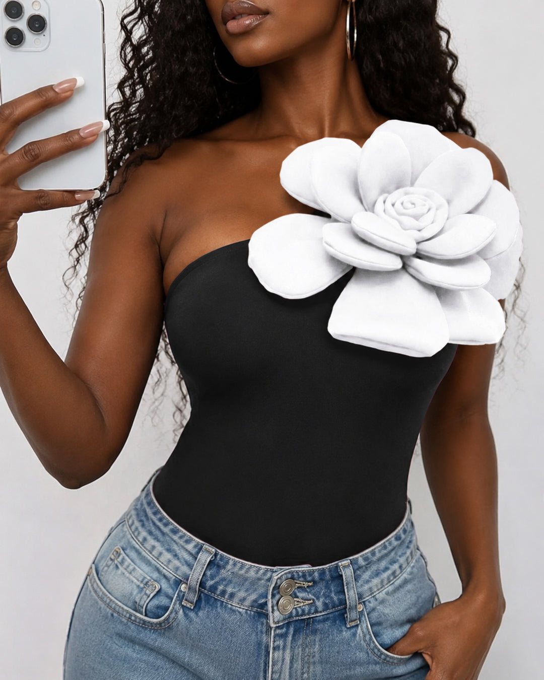 3D Floral Embellished Sleeveless Vest Top