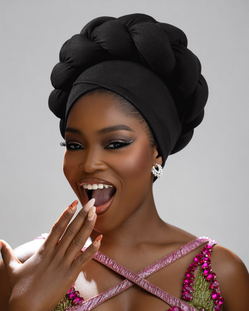 Solid Color Sponge Braid Turban Head Wrap