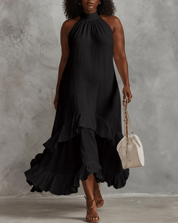 Women's Elegant Sleeveless Ruffles Maxi Dress