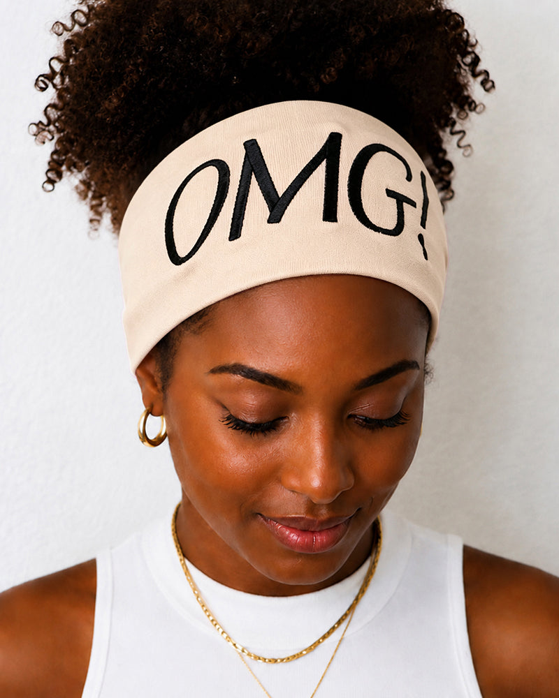 100% Embroidered Letter Wide Stretch Headband