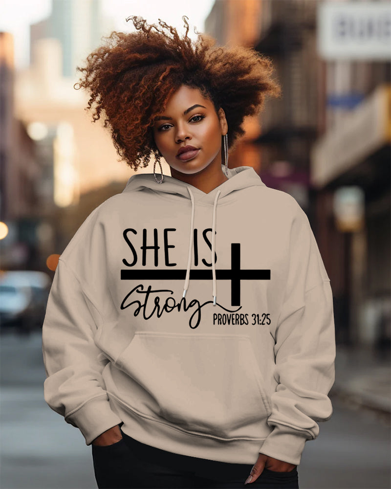 She is Strong Christian Print Long-sleeved Hoodies