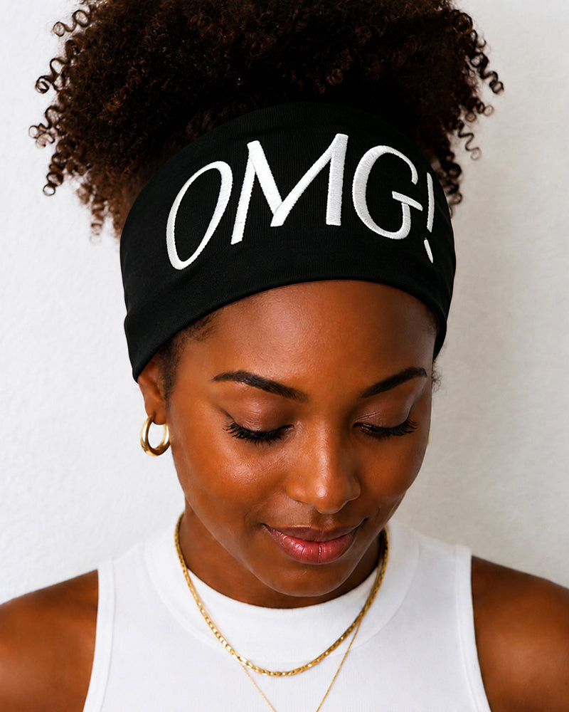 100% Embroidered Letter Wide Stretch Headband