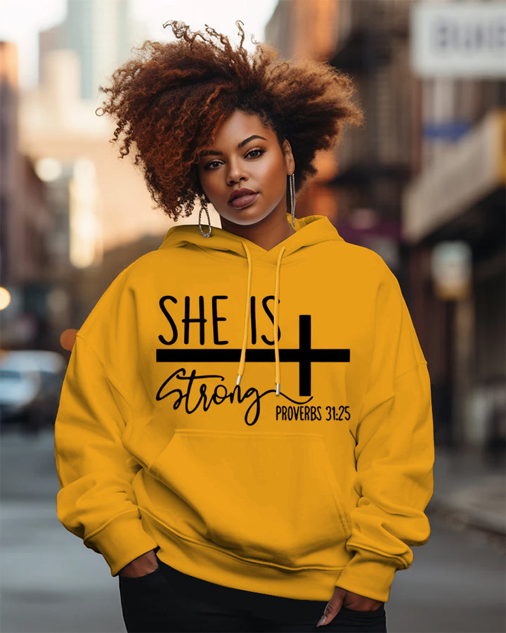 She is Strong Christian Print Long-sleeved Hoodies