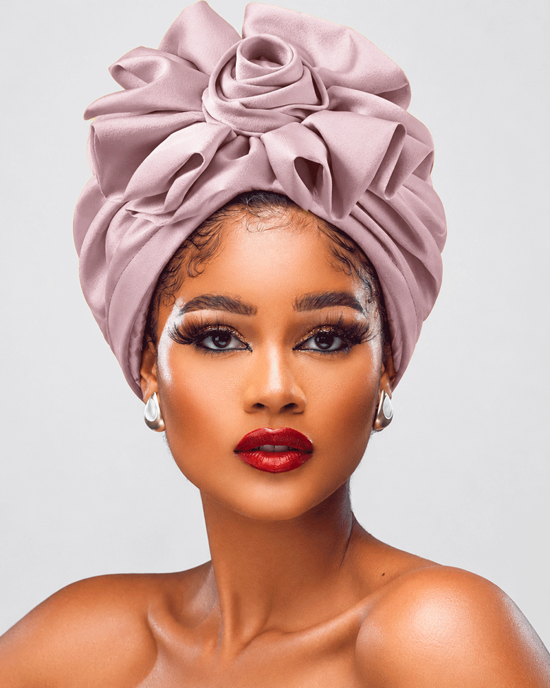 Multi‑Color Satin 3D Large Flower Totem Turban Hat Headscarf Hat