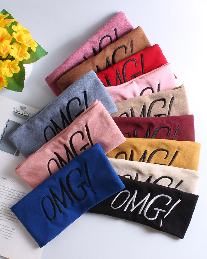 100% Embroidered Letter Wide Stretch Headband