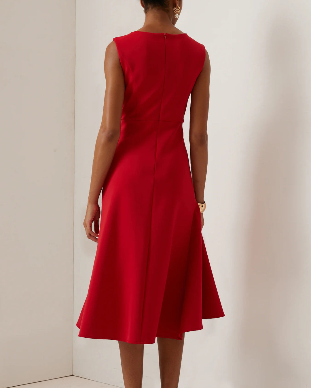 Round Neck Waist Knot Ruffle Hem Formal Dress