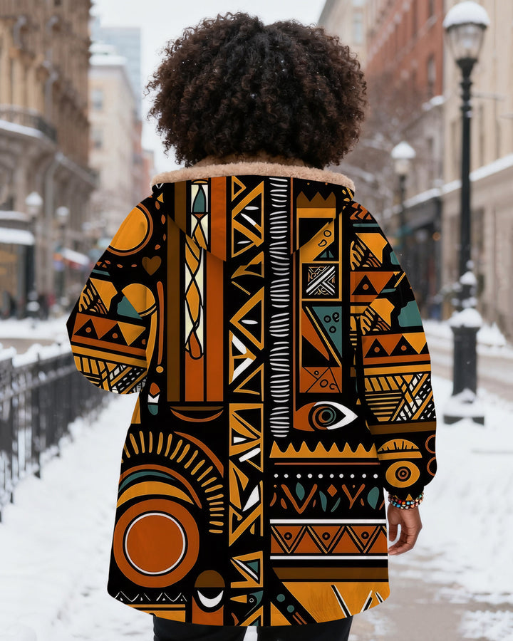 Tribal Ethnic Patterns Long Sleeve Zip-Up Fleece Long Hoodies