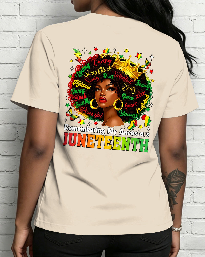100% Cotton Remembering My Ancestors Juneteenth Crew Neck Short Sleeve Tshirt