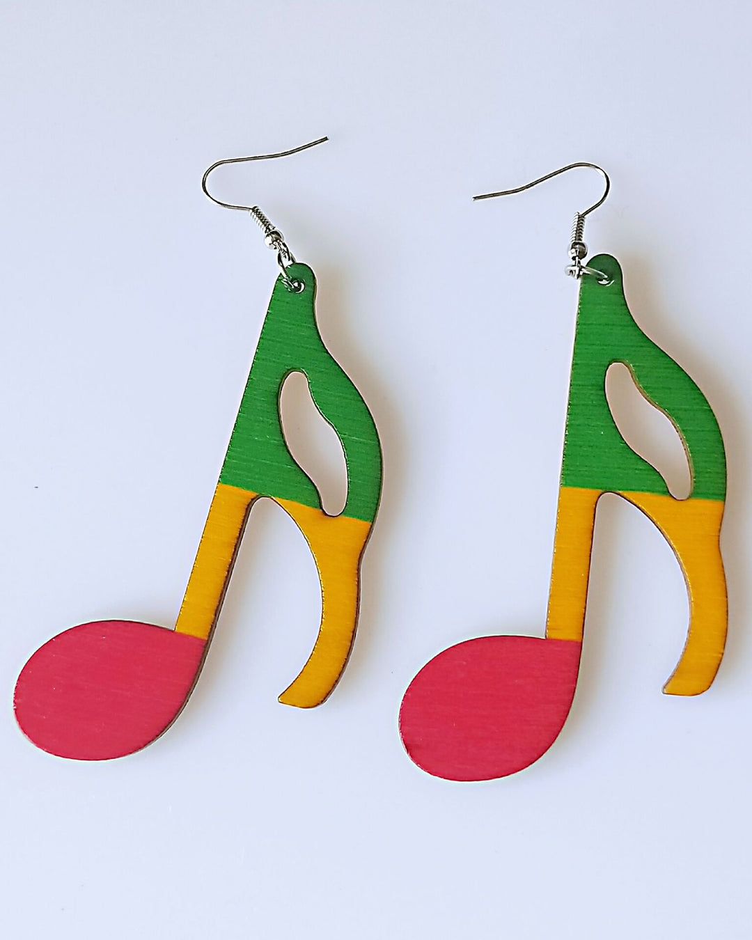 Reggae Color Note Wooden Earrings
