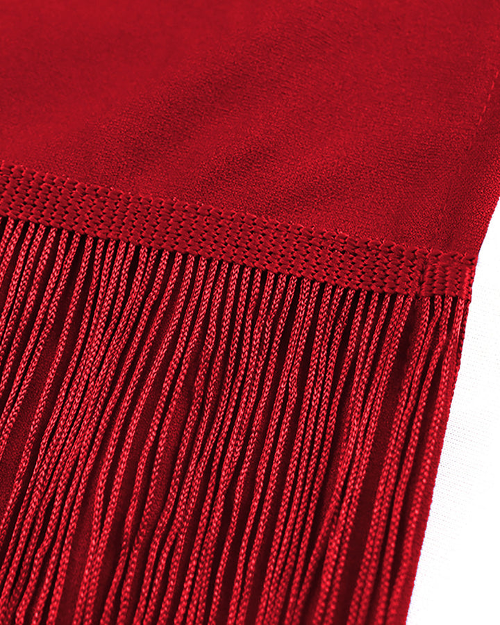 Plus Size Women Mesh Neck Tiered Fringe Midi Dress
