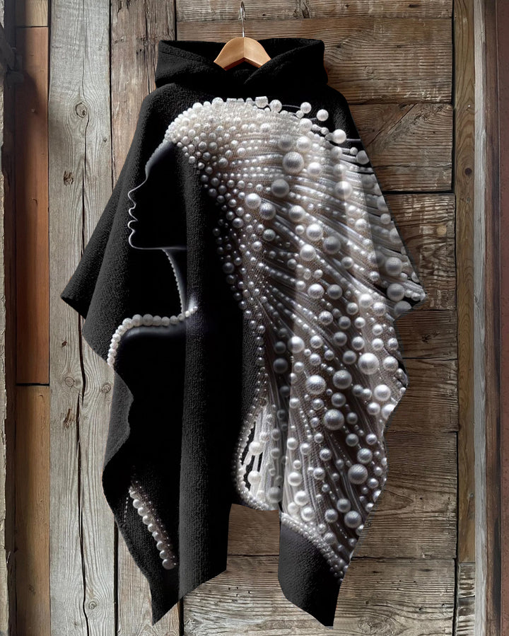 Black Pearl Girl Fleece Hooded Loose Cape
