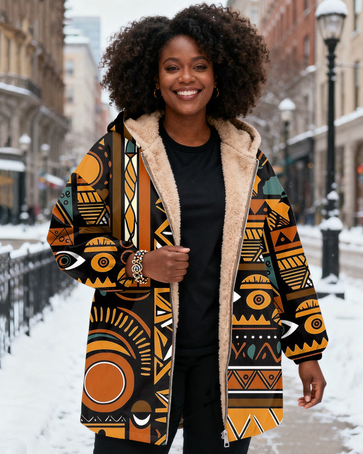 Tribal Ethnic Patterns Long Sleeve Zip-Up Fleece Long Hoodies