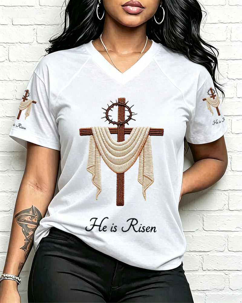 100% Cotton The Thorns of the Christian Cross V Neck Short Sleeve Tshirt