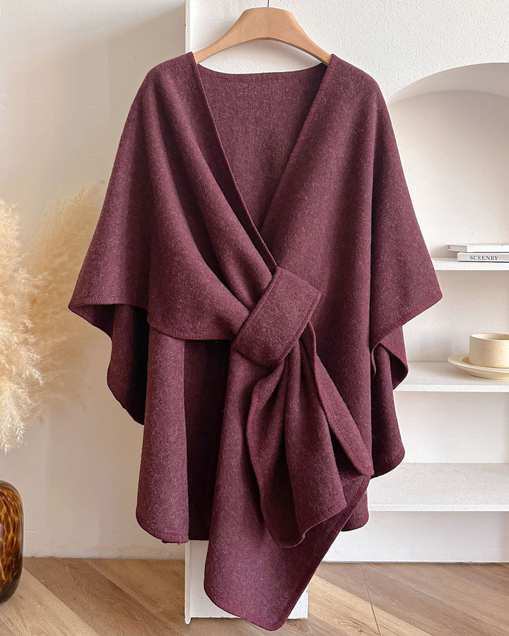 Women's Wrap Poncho Cross Front Knit Cloak Cape Shawl