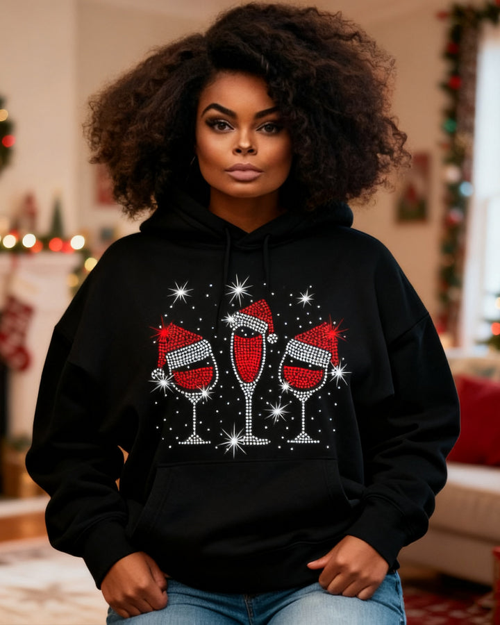 CHRISTMAS WINE GLASSES Long-sleeved Hoodies