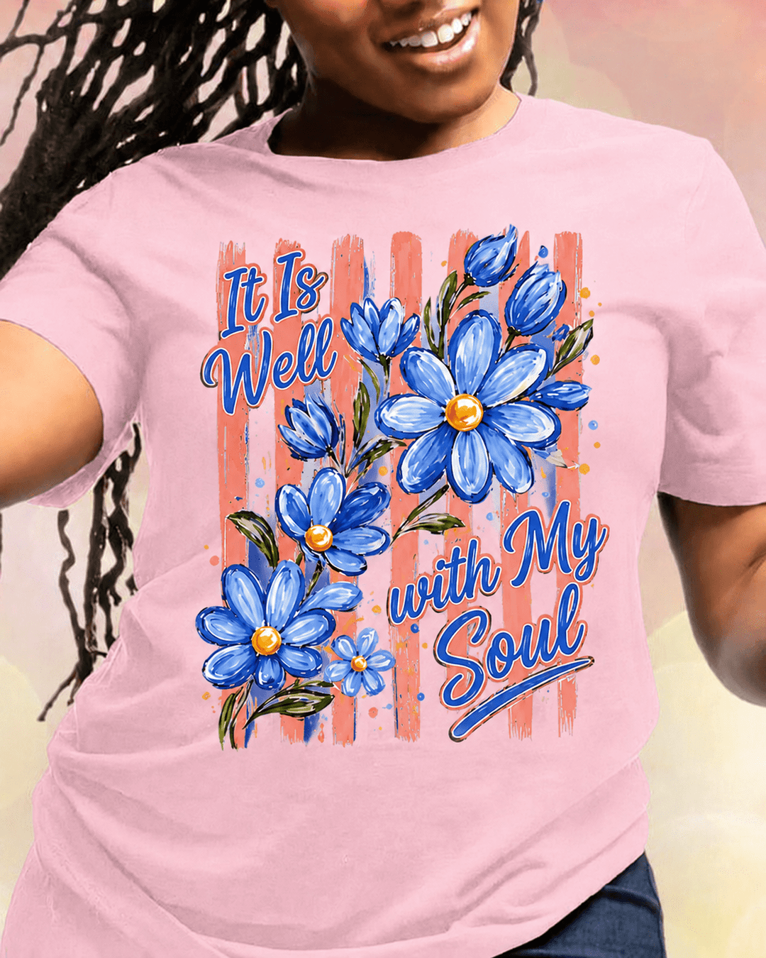 100% Cotton It Is Well with My Soul Crew Neck Short Sleeve Tshirt