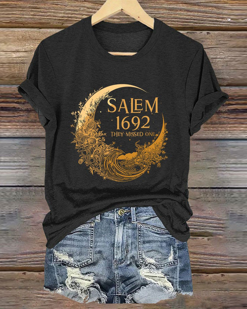 Salem 1692 They Missed One Round Neck Halloween T-Shirt