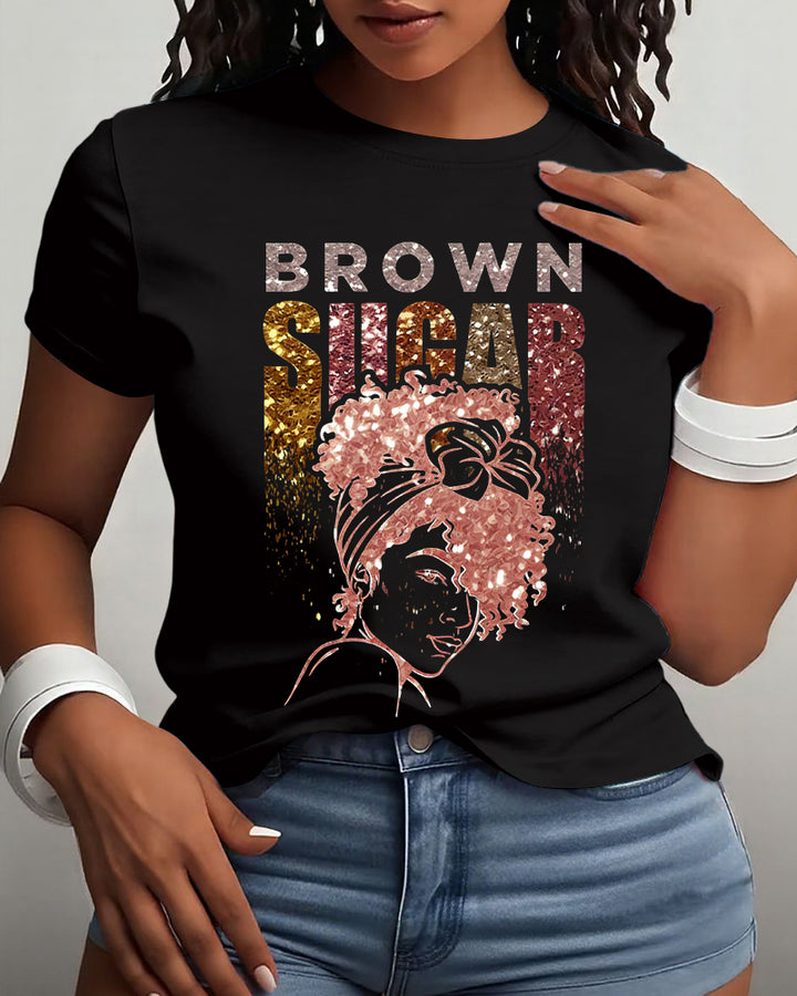 Afro Woman Brown Sugar Cotton Short Sleeve Tshirt