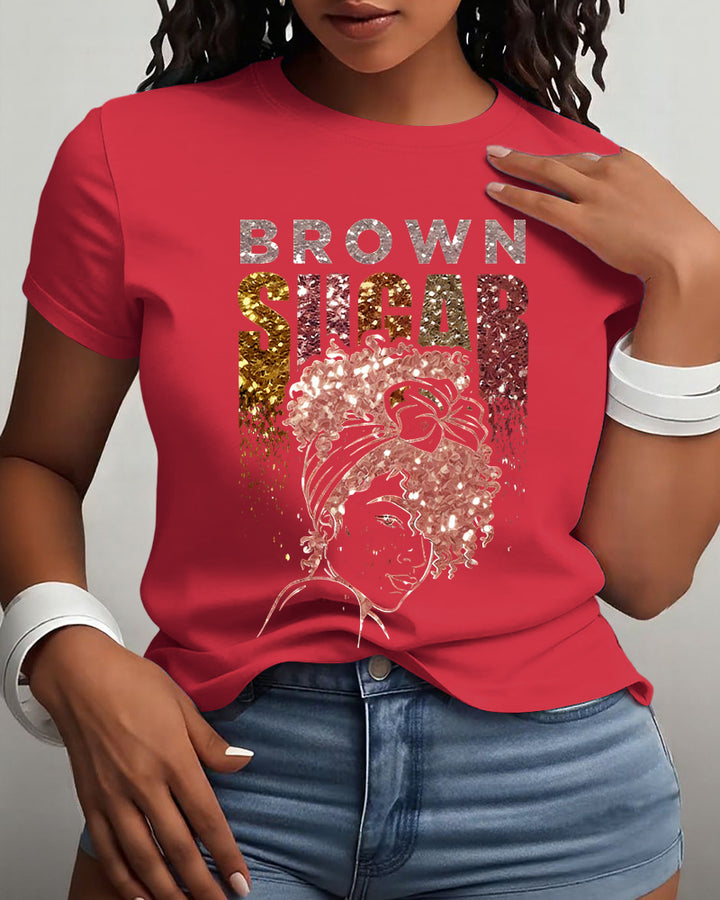 Afro Woman Brown Sugar Cotton Short Sleeve Tshirt