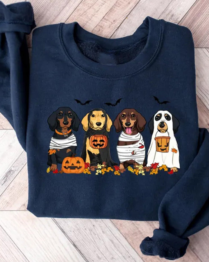 Halloween Dog Cotton Long Sleeve Sweatshirt