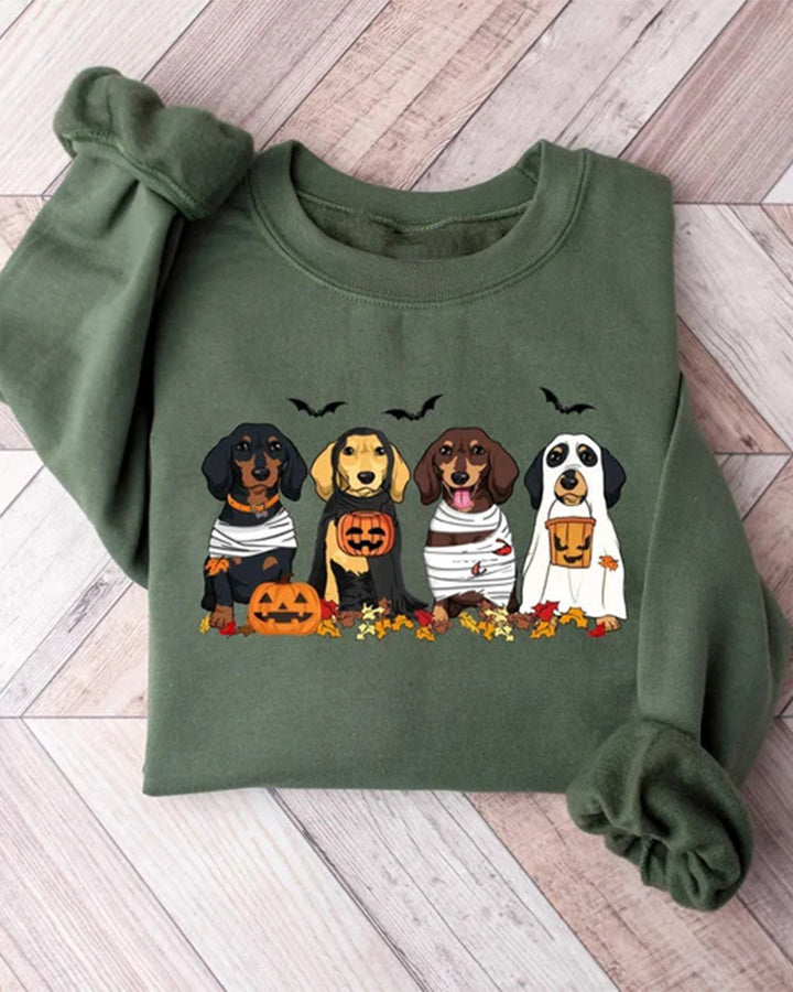 Halloween Dog Cotton Long Sleeve Sweatshirt