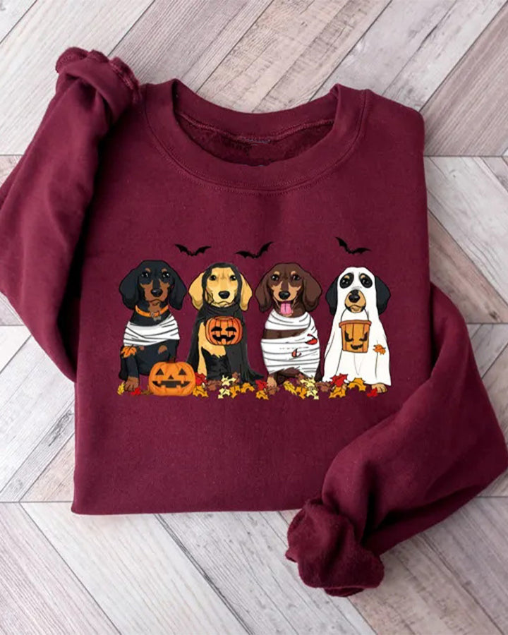 Halloween Dog Cotton Long Sleeve Sweatshirt