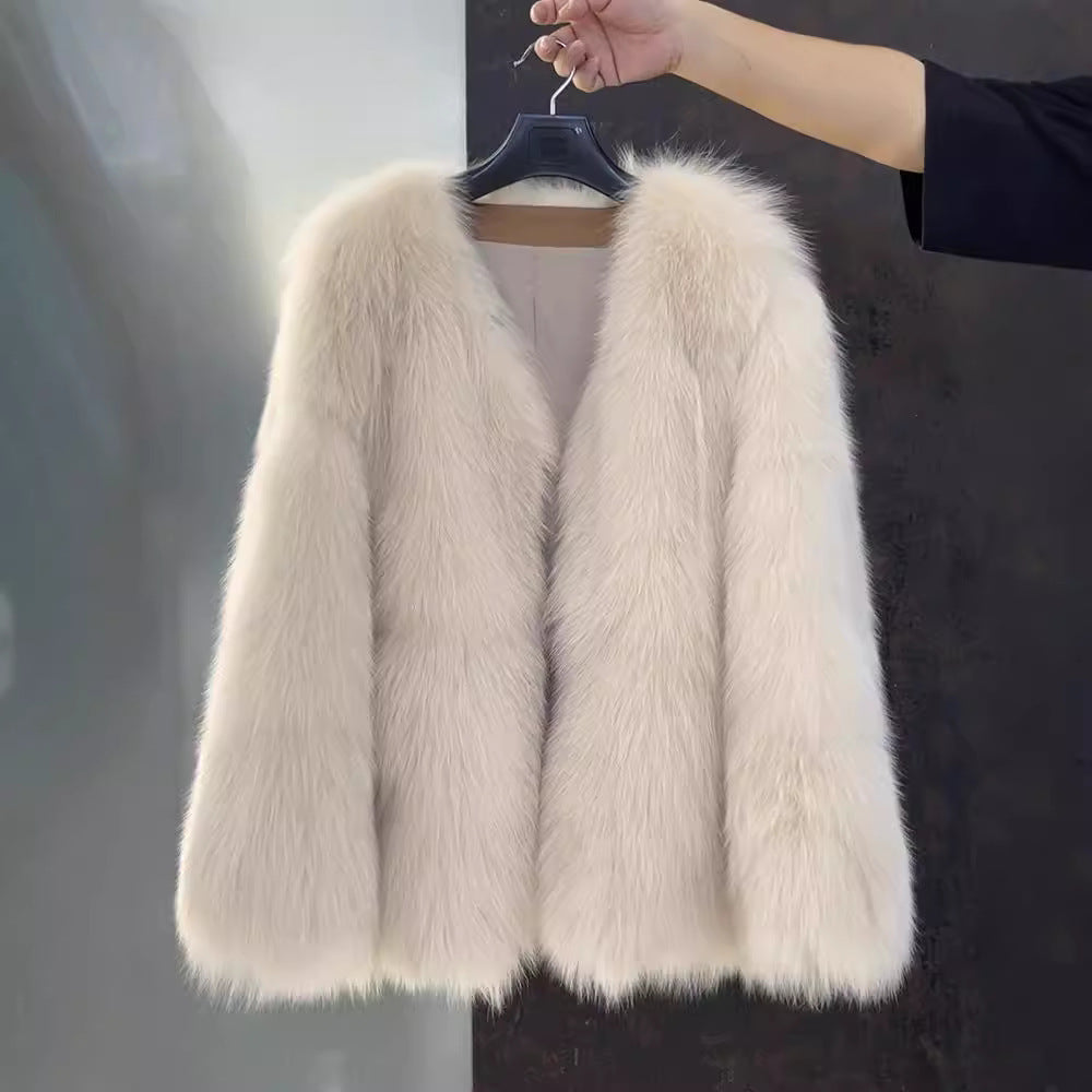 Autumn And Winter Eco-friendly Fur Fur Coat Women's Mid-length Thickened Warm Light Luxury Fox Fur Coat