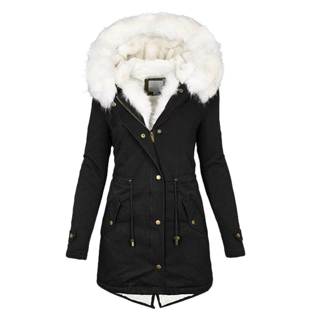 Jacket With Waist And Fluffy Collar Pocket Women's Jacket