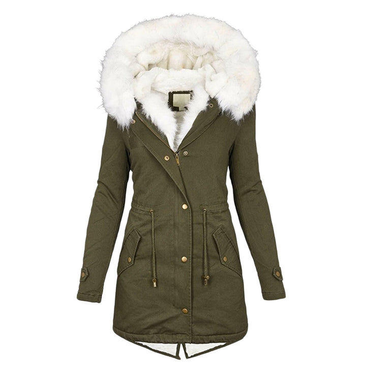 Jacket With Waist And Fluffy Collar Pocket Women's Jacket