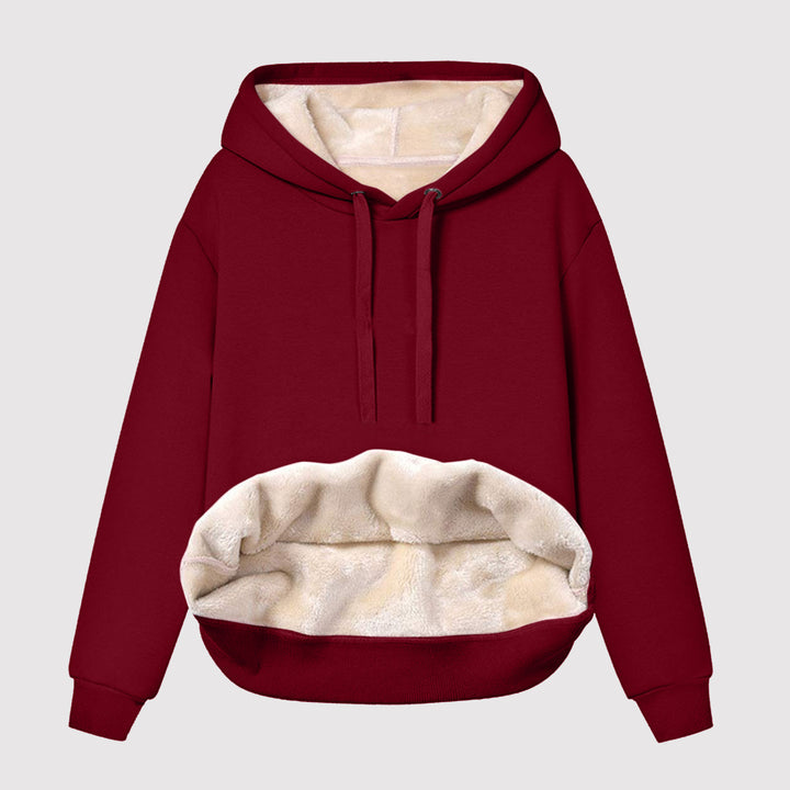 Hooded Drawstring Solid Color Thickened Fleece Hoodie