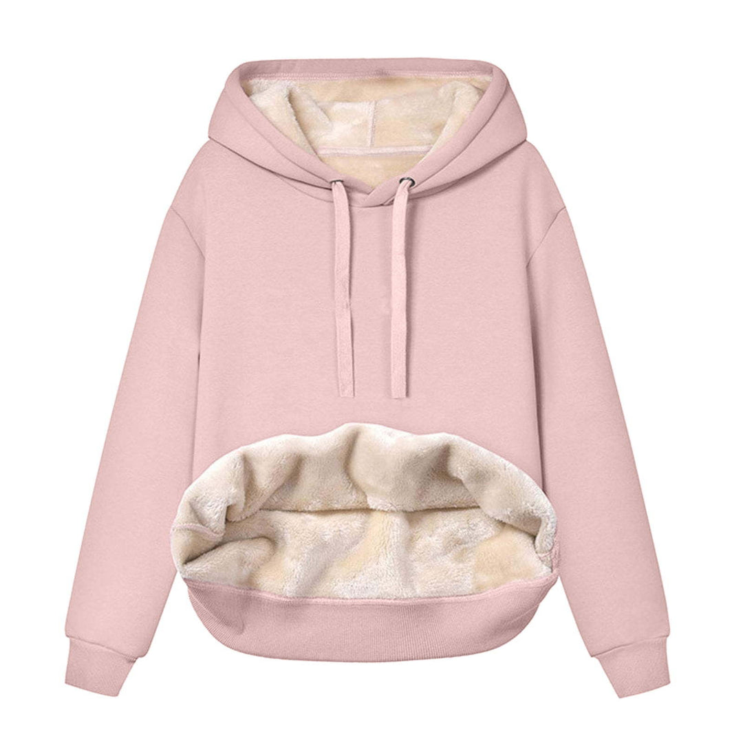 Hooded Drawstring Solid Color Thickened Fleece Hoodie