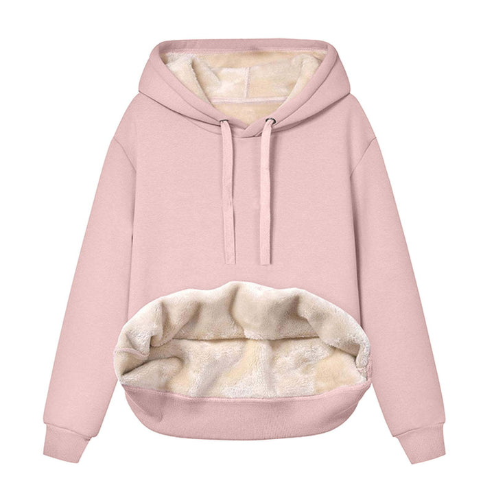 Hooded Drawstring Solid Color Thickened Fleece Hoodie