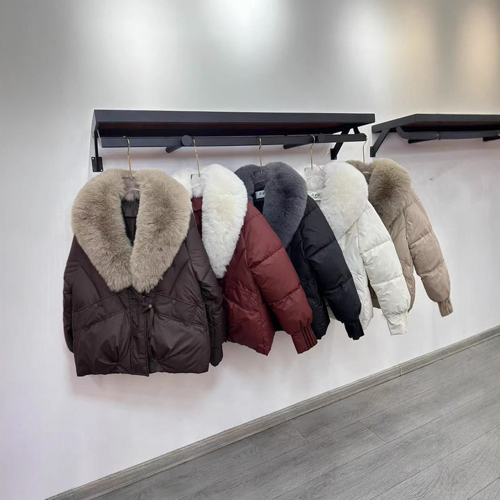 Large Fur Collar Cotton-padded Down Cotton-padded Jacket Short Thickened Fur-proof Jacket