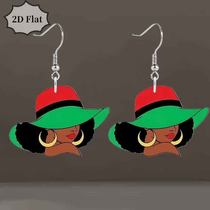 Wooden Afrocentric Women's Art Earrings