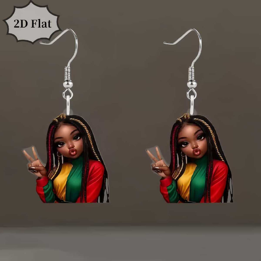 Wooden Afrocentric Women's Art Earrings