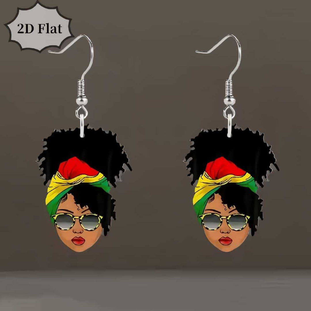 Wooden Afrocentric Women's Art Earrings
