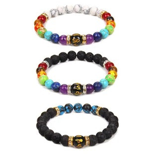 6-Piece Reggae-Inspired Colorful Leather & Cord Braided Adjustable Bangles Set
