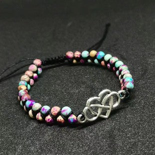 6-Piece Reggae-Inspired Colorful Leather & Cord Braided Adjustable Bangles Set
