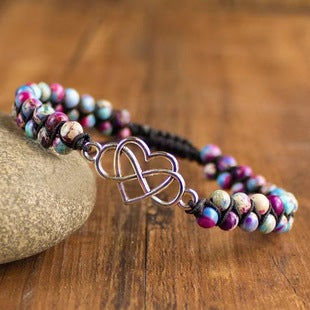 6-Piece Reggae-Inspired Colorful Leather & Cord Braided Adjustable Bangles Set