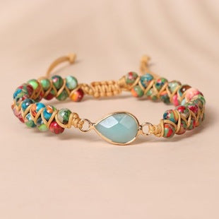 6-Piece Reggae-Inspired Colorful Leather & Cord Braided Adjustable Bangles Set