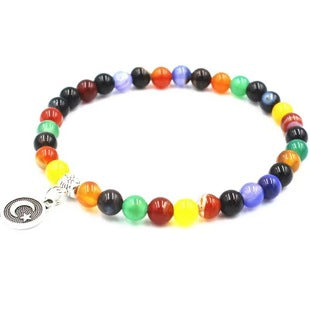 6-Piece Reggae-Inspired Colorful Leather & Cord Braided Adjustable Bangles Set
